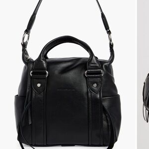 AIMEE Elegant REAL Black Leather Handbag
